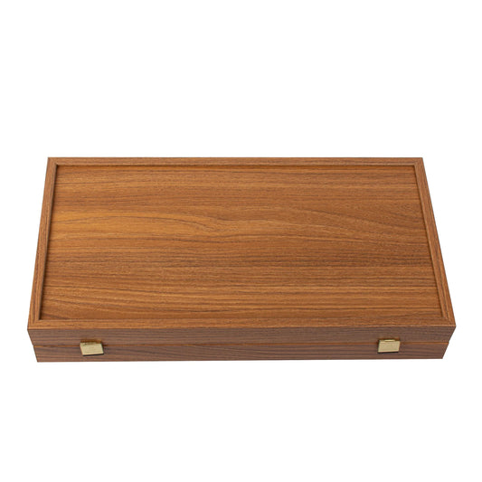 Manopoulos - Handcrafted Walnut Replica Wood Backgammon Set with Black & Oak Points with Side Racks 20x12cm