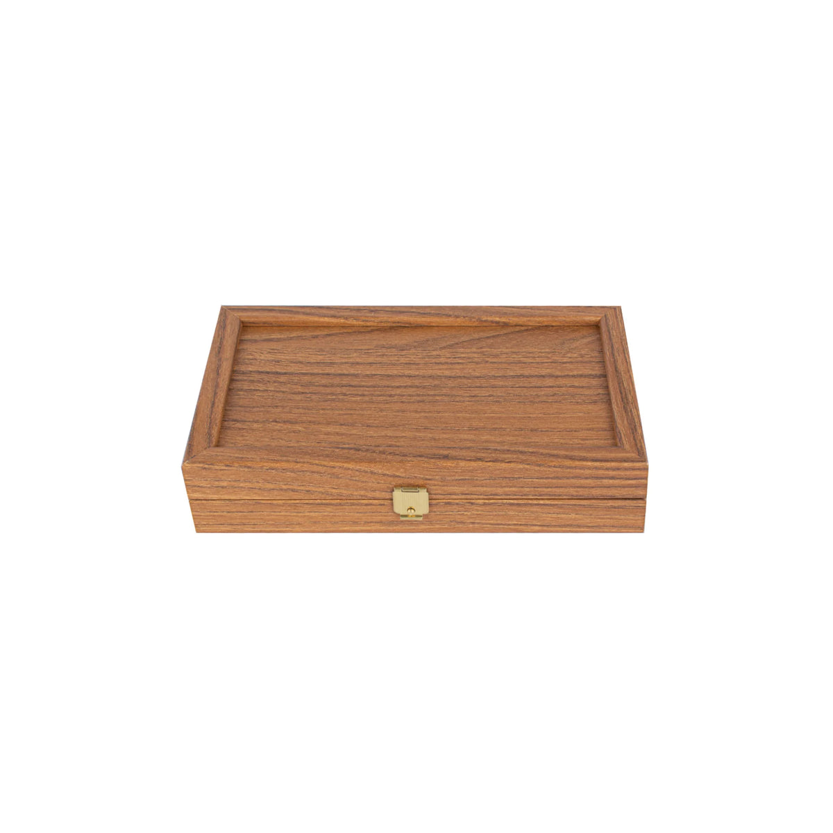 Manopoulos - Handcrafted Walnut Replica Wood Backgammon Set with Black & Oak Points with Side Racks 20x12cm