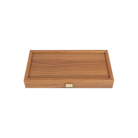 Manopoulos - Handcrafted Walnut Replica Wood Backgammon Set with Black & Oak Points with Side Racks 20x12cm
