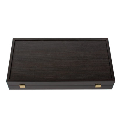 Manopoulos - Handcrafted Wenge Replica Wood Backgammon Set with Walnut & Oak Points with Side Racks 20x12cm