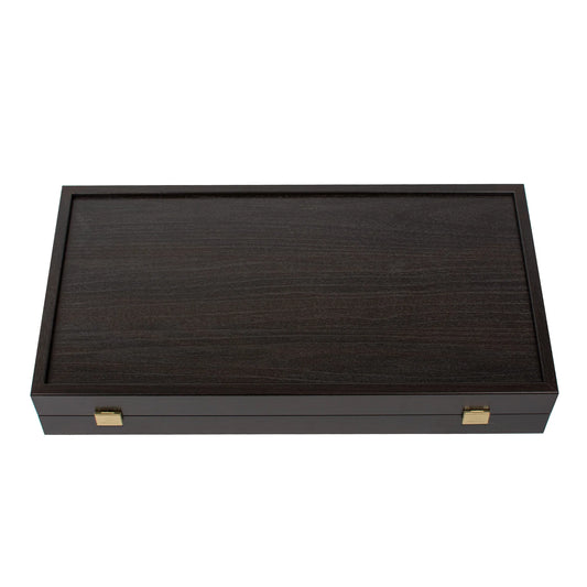 Manopoulos - Handcrafted Wenge Replica Wood Backgammon Set with Walnut & Oak Points with Side Racks 20x12cm