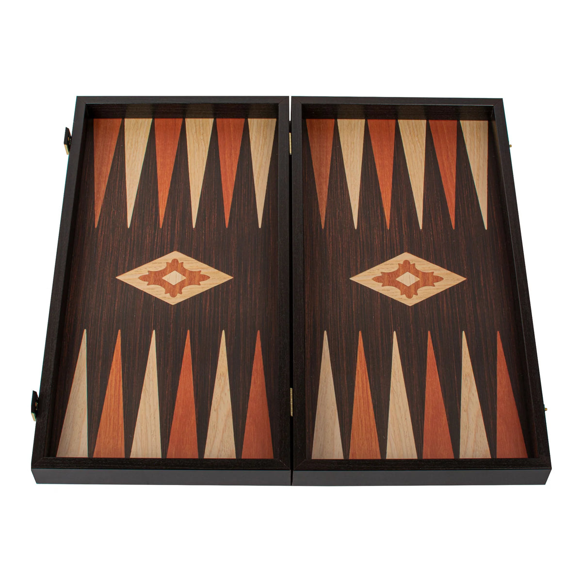 Manopoulos - Handcrafted Wenge Replica Wood Backgammon Set with Walnut & Oak Points with Side Racks 20x12cm