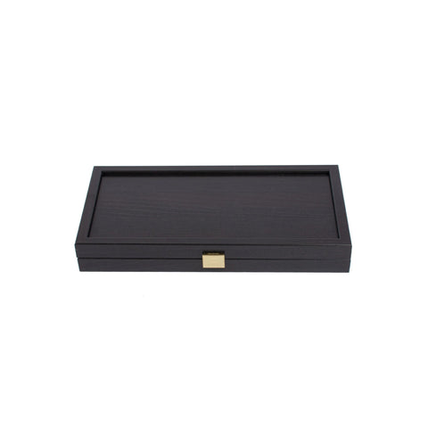Manopoulos - Handcrafted Wenge Replica Wood Backgammon Set with Walnut & Oak Points with Side Racks 20x12cm