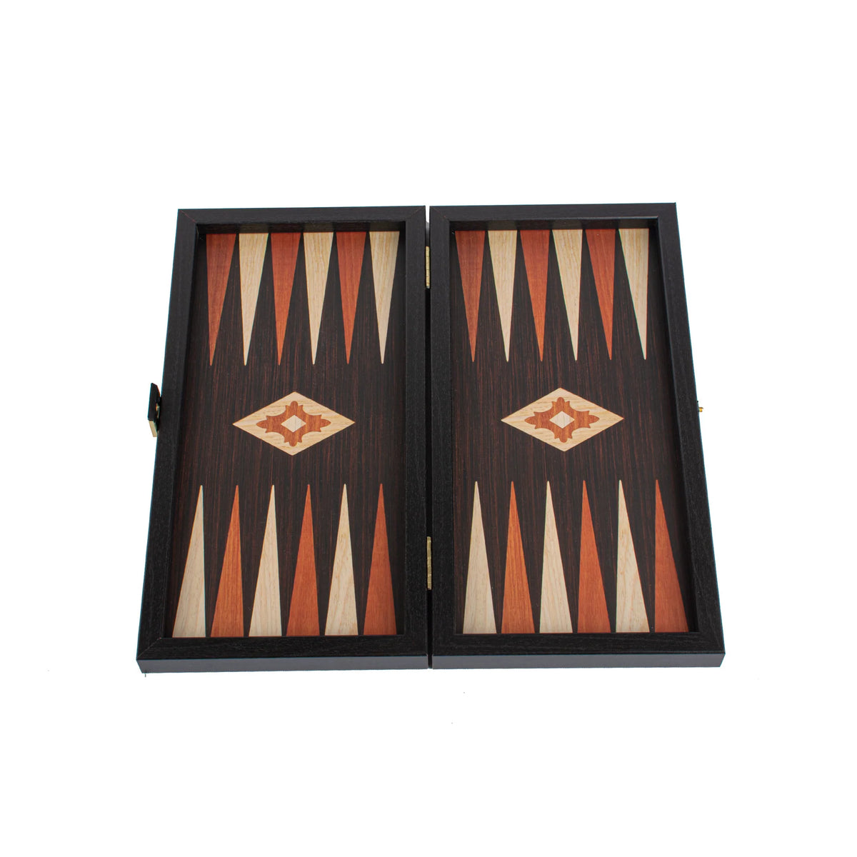 Manopoulos - Handcrafted Wenge Replica Wood Backgammon Set with Walnut & Oak Points with Side Racks 20x12cm