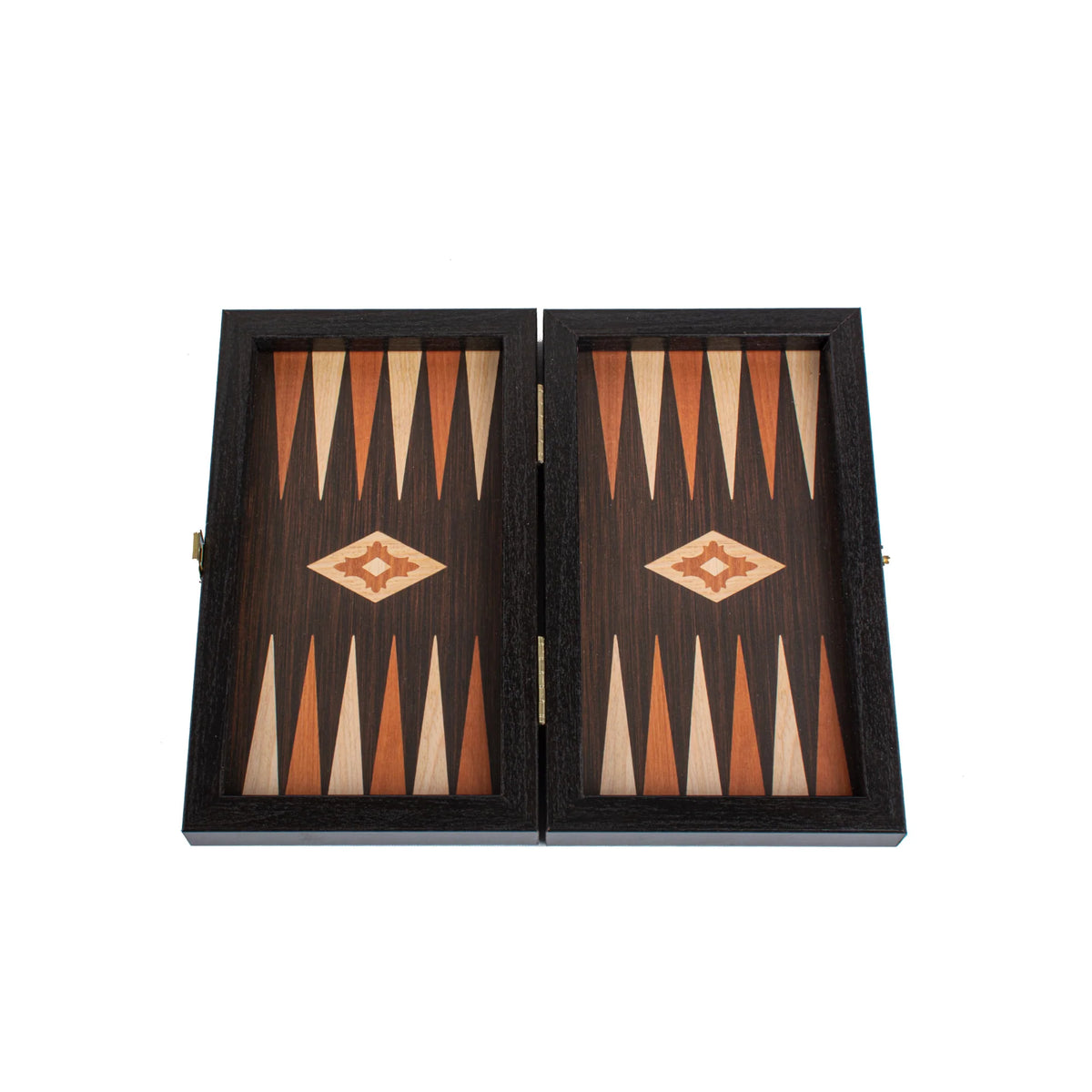 Manopoulos - Handcrafted Wenge Replica Wood Backgammon Set with Walnut & Oak Points with Side Racks 20x12cm