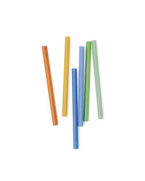 Gentlemen's Hardware The Whistler Colored Glass Straws (Set of 6)