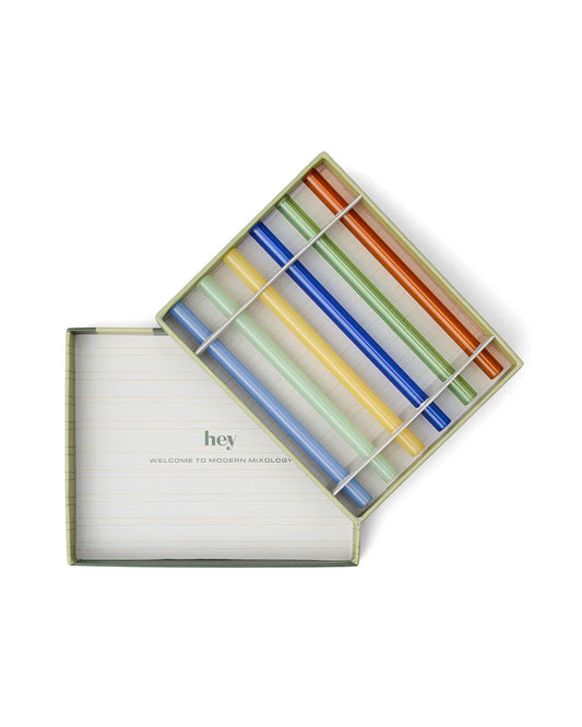 Gentlemen's Hardware The Whistler Colored Glass Straws (Set of 6)