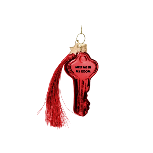Vondels glass Christmas tree hanging ornament, Key Meet Me In My Room, 8cm
