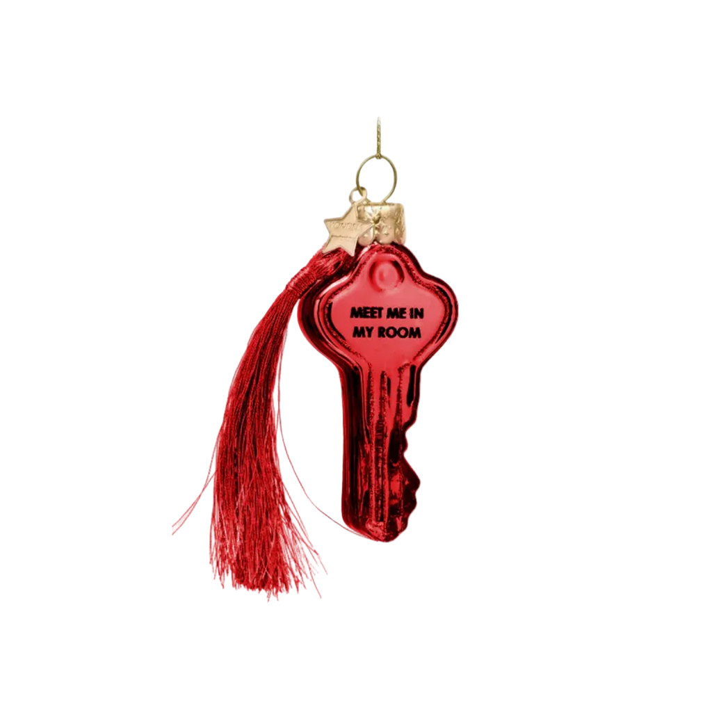 Christmas Tree Hanging Ornament Glass Key Meet Me In My Room - 8cm