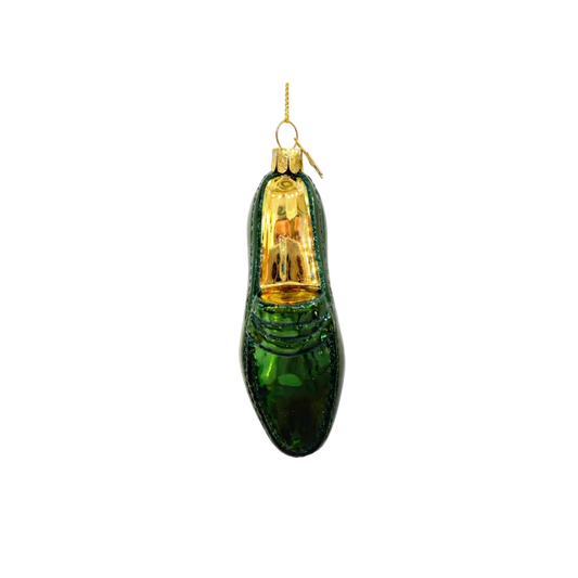 Vondels glass Christmas tree hanging ornament, Night Green Loafer, 12cm