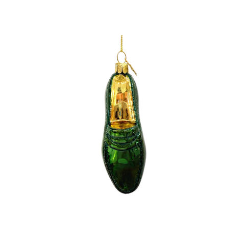 Christmas Tree Hanging Ornament Glass Night Green Loafer - 12cm