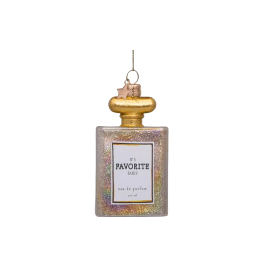 Vondels glass Christmas tree hanging ornament, Oil Perfume with Glitters, 10cm