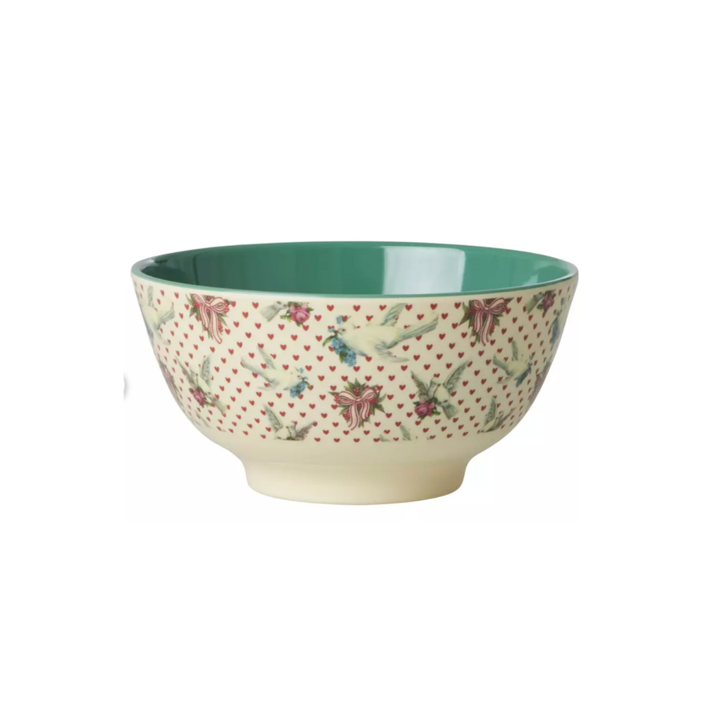 Rice Melamine Medium Bowl - Dove Print - 700ml