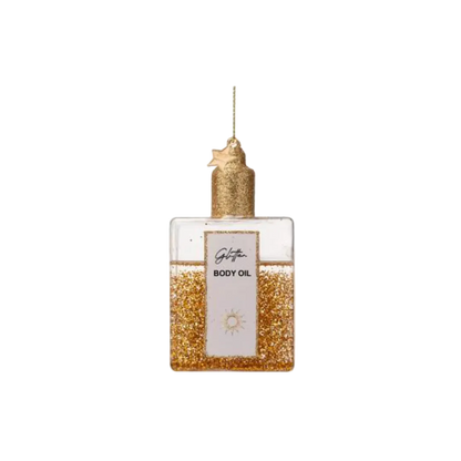 Vondels glass Christmas tree hanging ornament, Body Oil with Glitters, 10cm