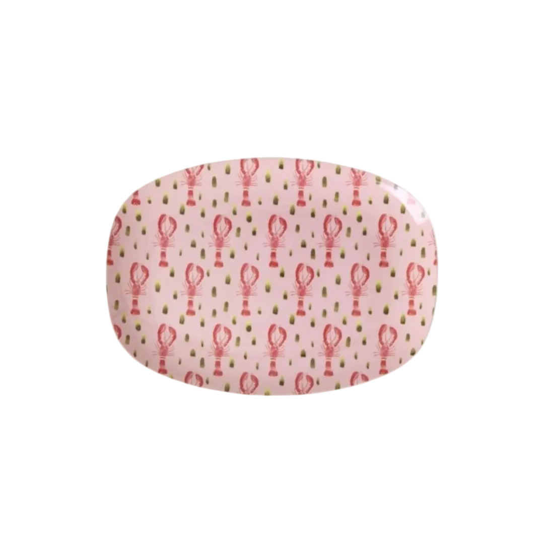 Rice Pink Lobster small rectangular melamine plate