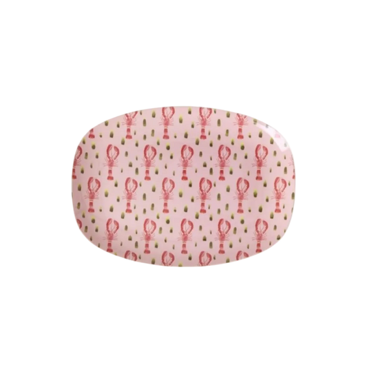 Rice Pink Lobster Melamine Rectangular Plate Small
