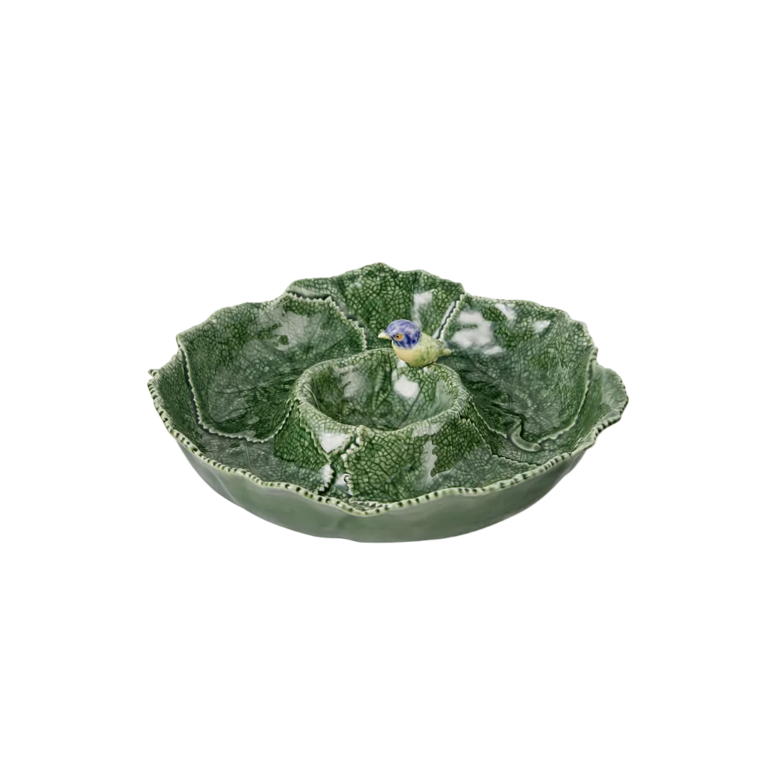 Bordallo Pinheiro Cineraria Leaf Blue Bird Appetizer Plate 36cm