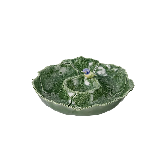 Bordallo Pinheiro Cineraria Leaf Blue Bird Appetizer Plate 36cm