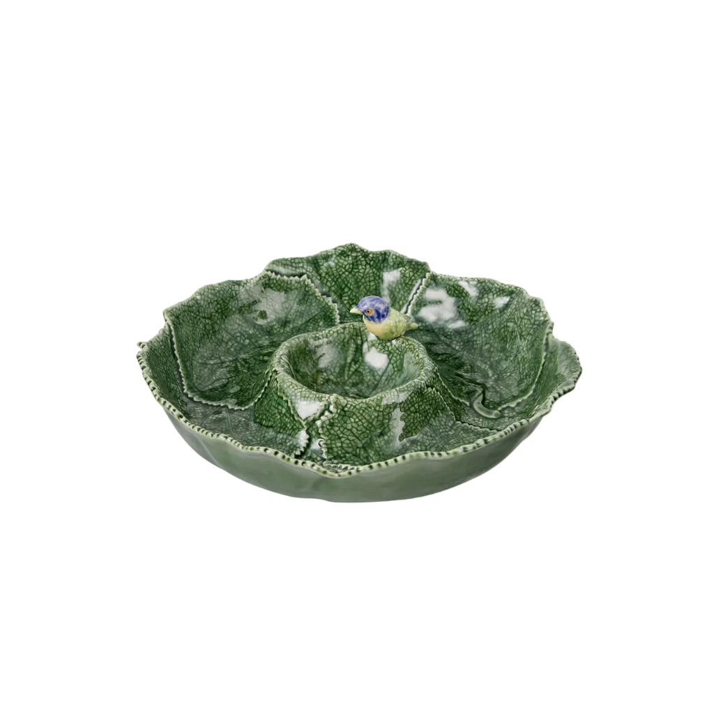 Bordallo Pinheiro Cineraria Leaf Blue Bird Appetizer Plate 36cm