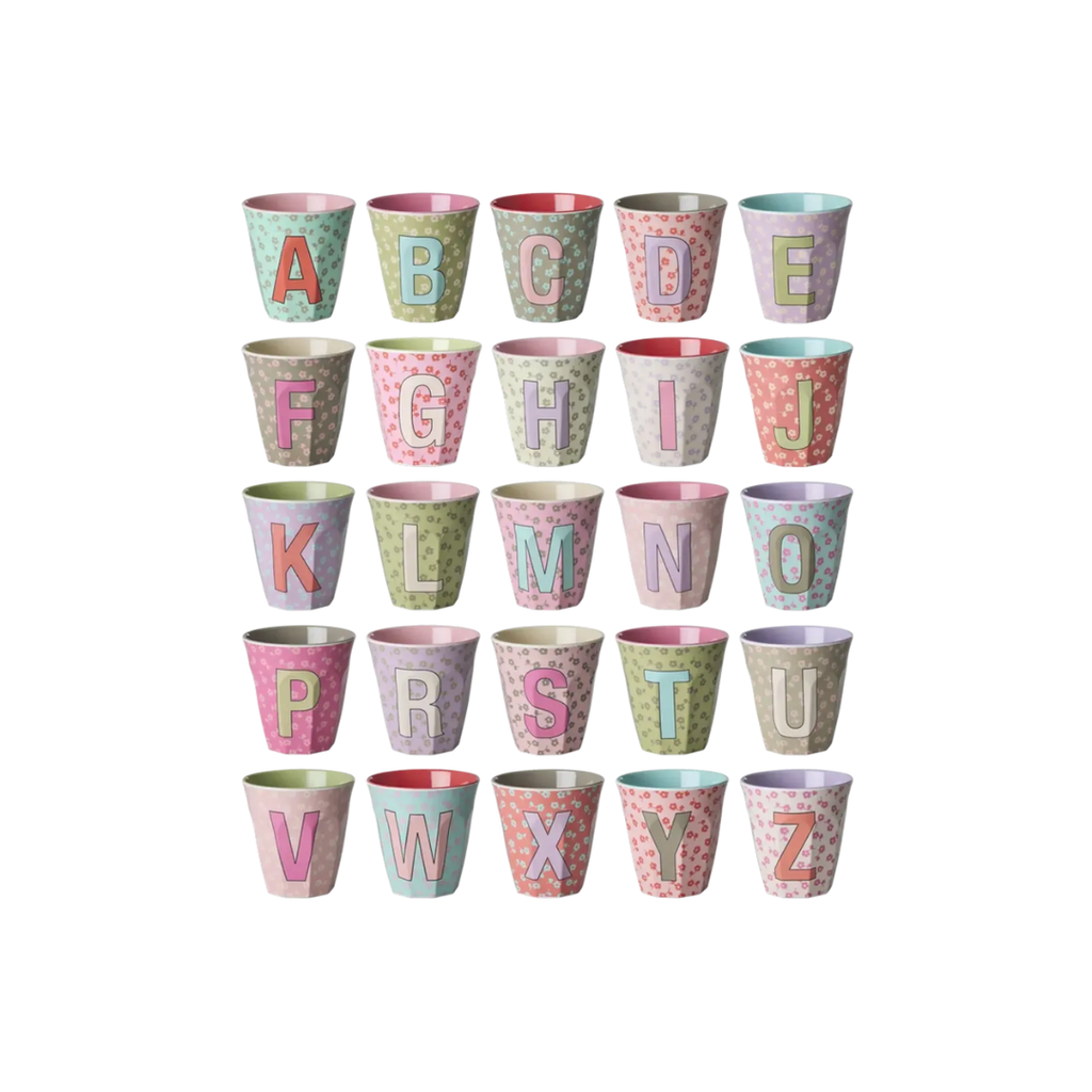 Rice Melamine Cup 250ml - Flower Alphabet