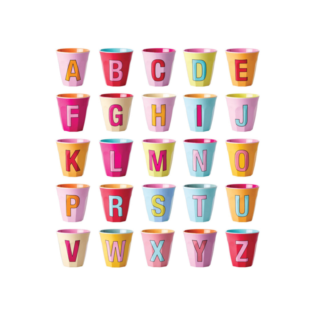 Rice Melamine Cup 250ml - Girl Plain Alphabet