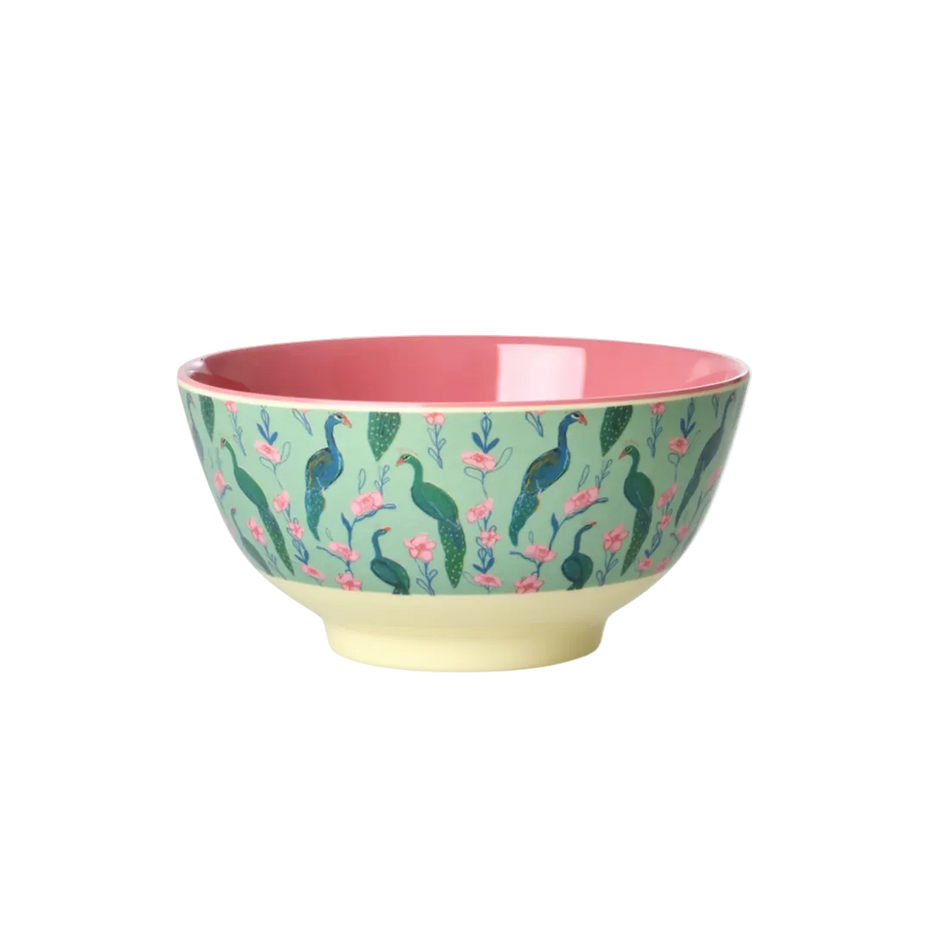 Rice Melamine Bowl - Peacock Power Print