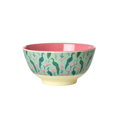 Rice Peacock Power Melamine Bowl