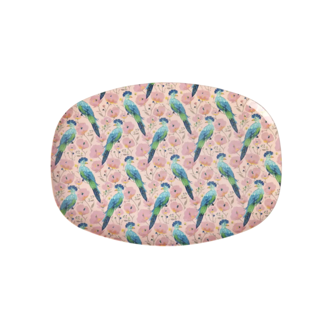 Rice Exotic Bird large rectangular melamine plate