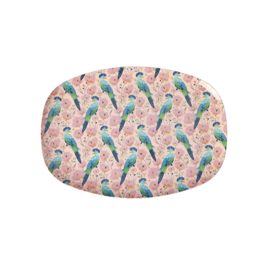 Rice Exotic Bird Melamine Rectangular Plate Large