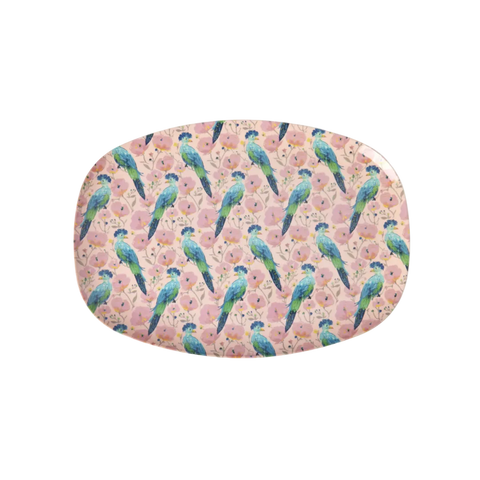 Rice Exotic Bird Melamine Rectangular Plate Large