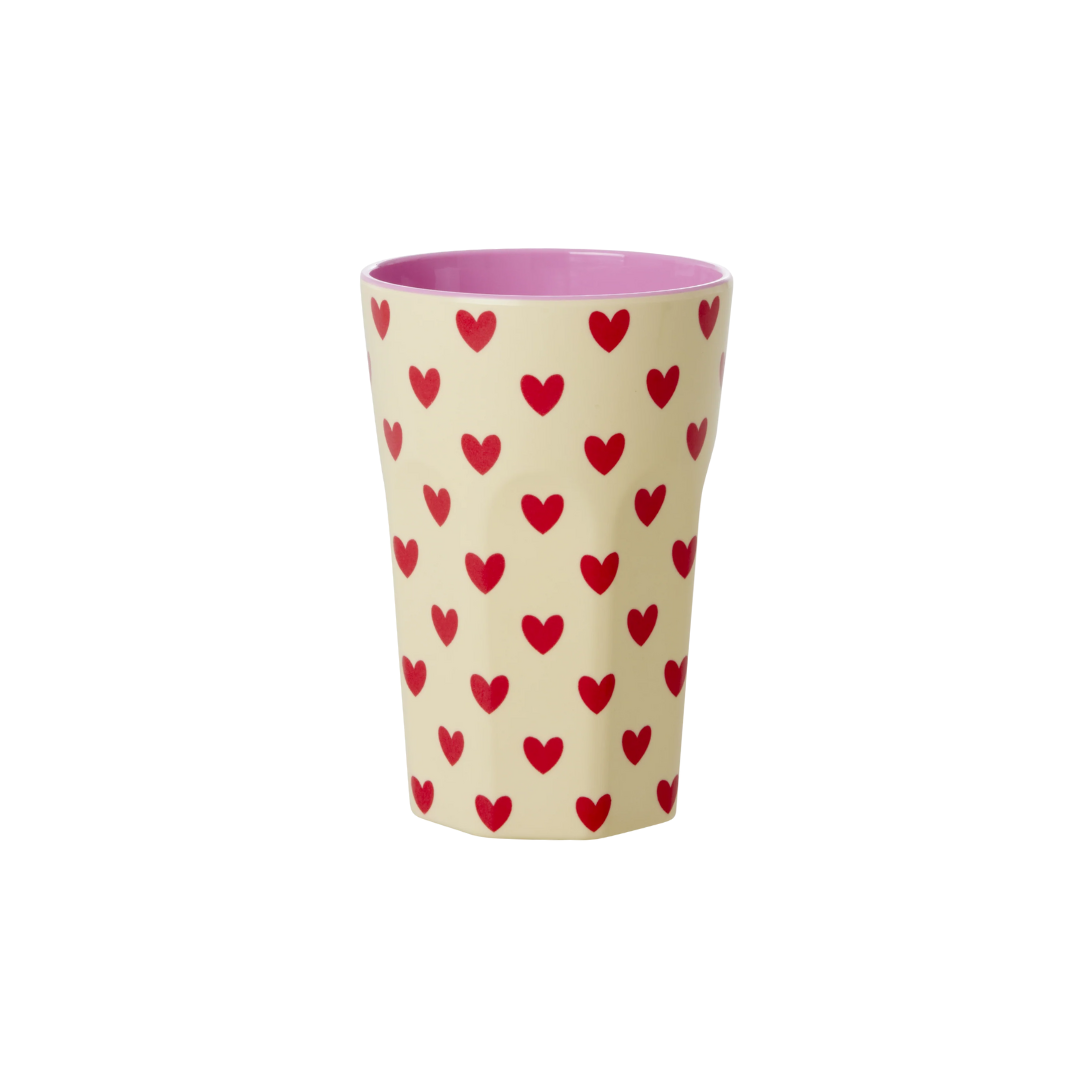 Rice Darling Hearts Melamine Cup with red heart print – view 2
