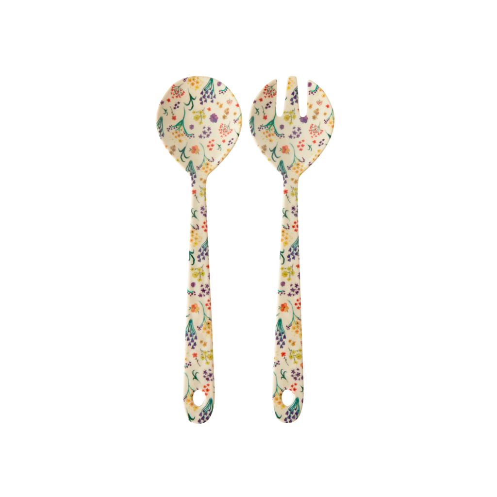 Rice Melamine Wild Flowers Salad Cutlery Set