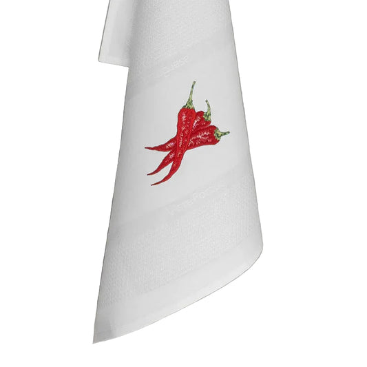 Vista Portuguese - Chili Tea Towel, White