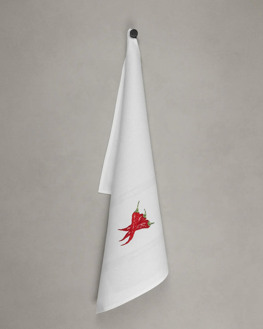 Vista Portuguese - Chili Tea Towel, White