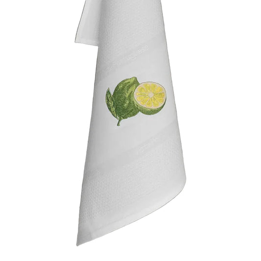 Vista Portuguese - Lime Tea Towel, White