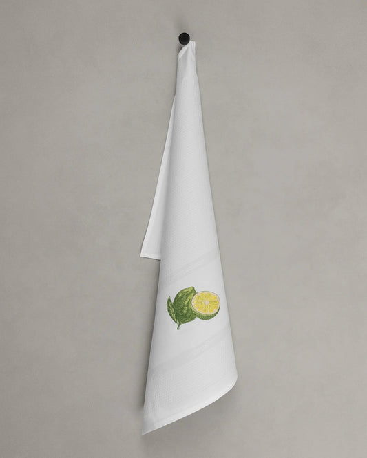 Vista Portuguese - Lime Tea Towel, White