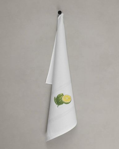 Vista Portuguese - Lime Tea Towel, White