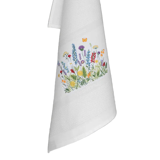 Vista Portuguese - Flower Meadow Tea Towel , White