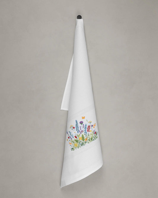 Vista Portuguese - Flower Meadow Tea Towel , White