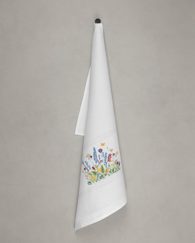 Vista Portuguese - Flower Meadow Tea Towel , White