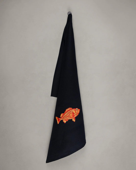 Vista Portuguese - Redfish Tea Towel, Black