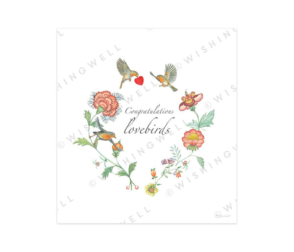 Wishingwell Greeting Card Congratulations Lovebirds