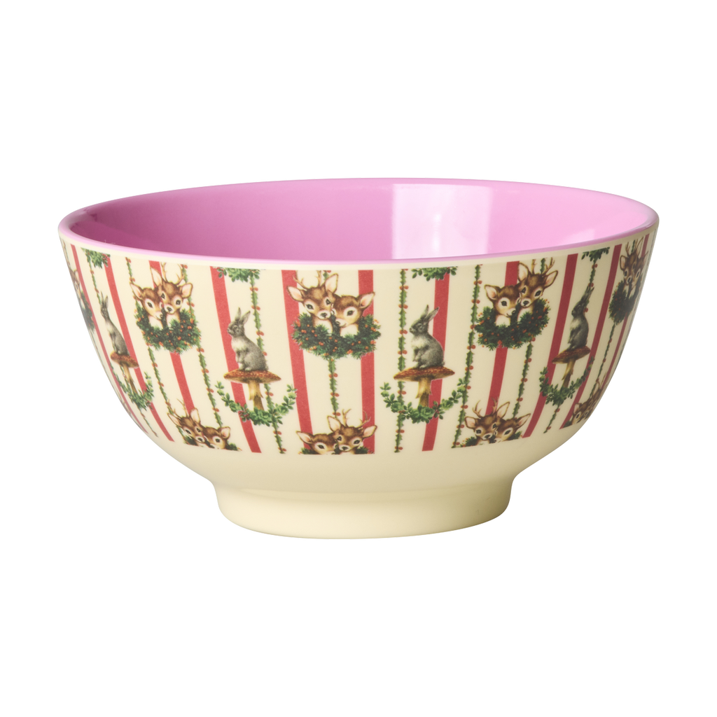 Rice Sweet Forest print cream medium melamine bowl 700ml