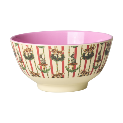 Rice Sweet Forest print cream medium melamine bowl 700ml