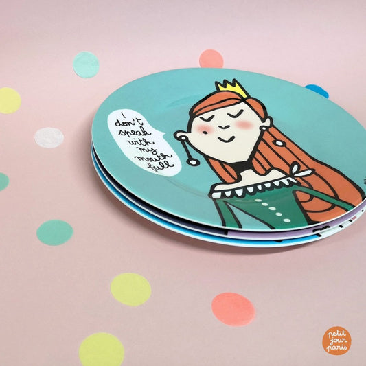 Petit Jour Princess "I Don't Speak With My Mouth Full" "Je ne parle pas la bouche pleine" Dessert Plate