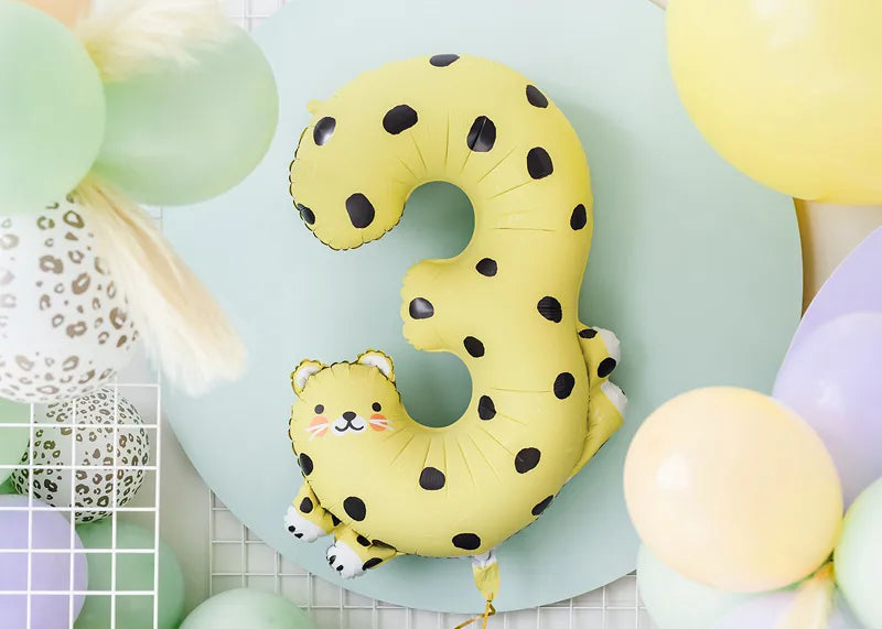 Foil Balloon Spotted Cat Number 3 party decoration