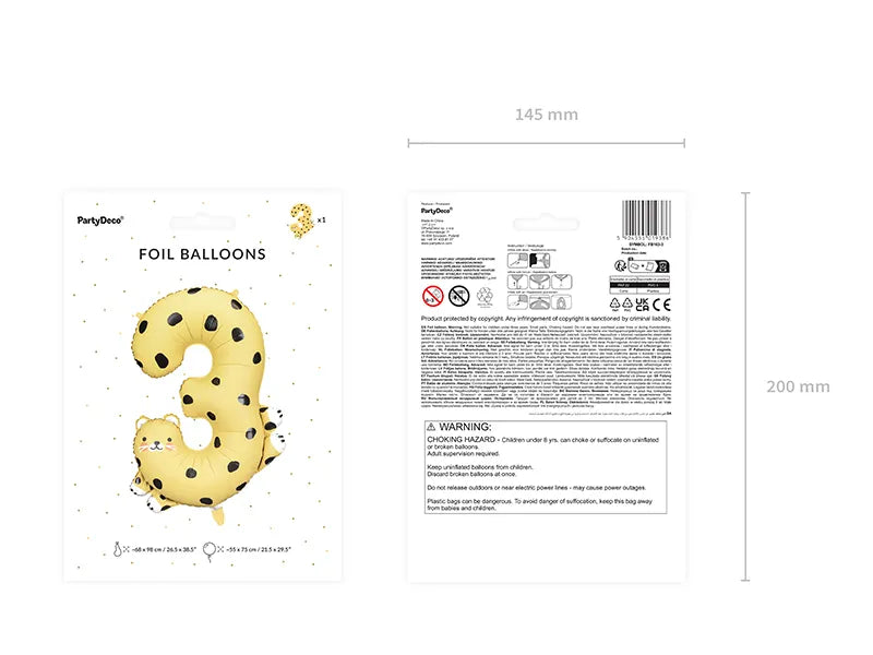 TLS25  - Foil Balloon Spotted Cat - Number 3