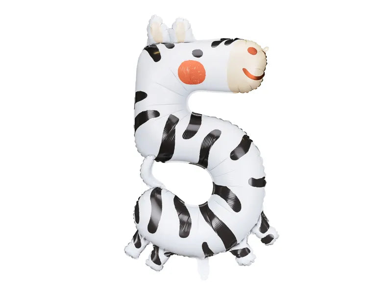 Foil Balloon Number Animal in toucan, zebra or snake design