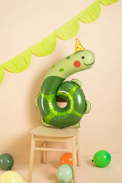 Foil Balloon Turtle Number 6 party decoration