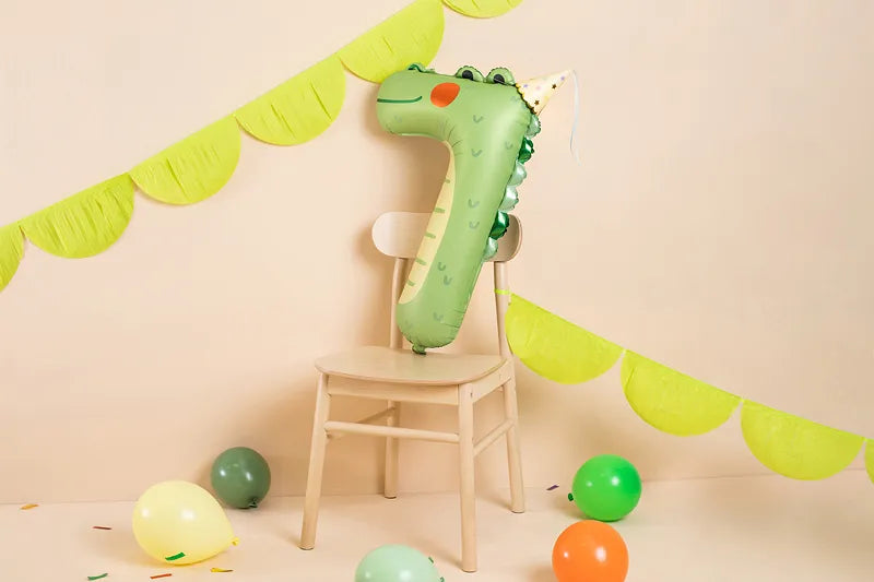 Foil Balloon Number 7 Crocodile party decoration